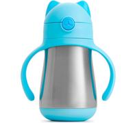 Munchkin Straw Cup en acier inoxydable, Cool Cat Design, Insulated Double Walled Beaker for Kids, Toddler Sippy Cup for Babies 18+ Months, Drinking Bottle with Straw, Hot/Cold Drinks - Blue (8oz/237ml
