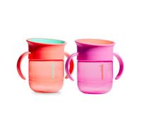 Munchkin Tasse Bébé Miracle 360 | 2-Pack | 6m+ | 207ml | Violet/Corail