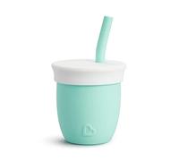 Munchkin Tasse d'Apprentissage C’est Silicone! Ouverte avec Paille | Tasse d'Apprentissage Bébé avec Paille | Weaning pour Bébé & Tout-Petits | À partir de 6 Mois | Flux Libre | 120 ml | Menthe