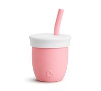 Munchkin Tasse d'Apprentissage C’est Silicone! Ouverte avec Paille | Tasse d'Apprentissage Bébé avec Paille | Weaning pour Bébé & Tout-Petit | À partir de 6 Mois | Flux Libre | 120 ml | Corail