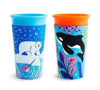 Munchkin Tasse Miracle 360 WildLove, Tasse Apprentissage pour Bébé-Nourrisson, Tasse Antifuites Enfant sans BPA, Compatible Lave-Vaisselle, Emballage Recyclé - 266 ml, Lot de 2, Ours Polaire/Orque