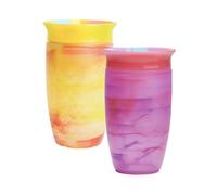 Munchkin Tasses Miracle 360 Bébé | Gobelet à Flux Libre pour Tout-Petits | Tasse d'Apprentissage | Sans BPA | Sans Déversement | Bouteille d'Eau Bébé | 12m+ | 296 ml | Pack de 2 | Rose/Jaune