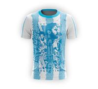 Mundo Avios Camiseta de Lionel Messi de la Selección Argentina de fútbol, Champions du Monde 2022, Trois étoiles, La Chèvre, Goat. Designs Propres, Originaux et Uniques., Bleu Ciel/Blanc