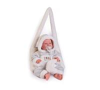 Muñecas Antonio Juan - Nouveau-né Lea avec Sac Porte-bébé en Molleton