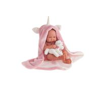 Muñecas Antonio Juan Poupée Nouveau-né 42 cm avec Cape Licorne Ensemble Complet - Langues: Anglais, Français, Allemand, Italien, Portugais, Espagnol