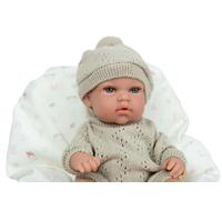Muñecas Arias Elegance - Poupée 30 cm Natal Beige avec Coussin (Corps en Vinyle, Sexe Garçon) - Produit en Espagnol