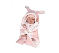 Muñecas Arias Muñeca Elegance 30 cm - Poupée naissance rose avec sac de couchage, corps en vinyle, fille