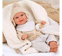 Muñecas Arias Muñeca Elegance Babyto, Poupée de poids 35 cm avec couverture, beige, espagnol
