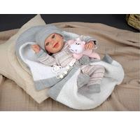 Muñecas Arias Muñeca Reborn Nadia, 40 cm, Rose avec Couverture, Poupée Réaliste pour Enfants à partir de 36 Mois