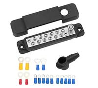 MUNEFE 12 Terminal Distribution Block, Bus Bar Terminal Block, Marine Supply Busbar with 16 Ring for Automotive, Marine, Truck, RV, Boat, Etc (Black)