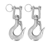 MUNEFE 2Pcs Lifting Clevis Chain Hook, Heavy Duty Swivelly Hook, Trailer Safety Chain Hooks for Sea and Air Transportation, Land Transportation, Trailers, Etc (1/4(350kg))