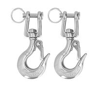 MUNEFE 2Pcs Lifting Clevis Chain Hook, Heavy Duty Swivelly Hook, Trailer Safety Chain Hooks for Sea and Air Transportation, Land Transportation, Trailers, Etc (3/16(150kg))