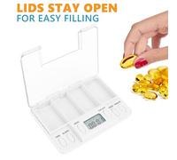 MUNEFE Boîte de rappel de médicaments intelligents, distributeur électronique de médicaments, étui de rangement de médicaments numériques avec plusieurs compartiments pour les (Blanche)