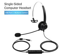 MUNEFE Casque Simple Face, Casque USB avec Microphone, Casque d'ordinateur Filaire USB avec Microphone pour Ordinateur d'opérateur téléphonique