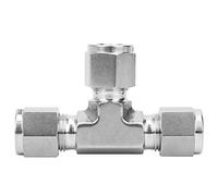 MUNEFE Connecteur de virole de compression, connecteur de virole en acier inoxydable, connecteur de virole en T pour connexions de tuyaux complexes où le soudage n'est pas (F3/8)