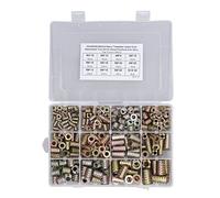 MUNEFE Écrous à inserts filetés, boulons de meubles en alliage de zinc, kit d'outils d'assortiment d'inserts en bois pour contreplaqué de bois de pin M4 M5 M6 M8 M10 (265 pièces)