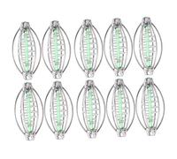 MUNEFE Fishing Feeder, 10PCS Stainless Steel Spring Fishing Feeder, Bait Cage Holder Tackle Accessory with Pendant Bead for Fishing (Medium 18g)