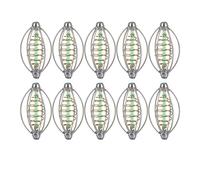 MUNEFE Fishing Feeder, 10PCS Stainless Steel Spring Fishing Feeder, Bait Cage Holder Tackle Accessory with Pendant Bead for Fishing (Large 20g)