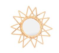 MUNEFE Miroir De Maquillage Rétro en Rotin, Miroir en Rotin en Forme De Fleur D'étoile, Miroir Mural en Rotin pour Coiffeuses De Salle De Bain(Star)