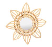 MUNEFE Miroir De Maquillage Rétro en Rotin, Miroir en Rotin en Forme De Fleur D'étoile, Miroir Mural en Rotin pour Coiffeuses De Salle De Bain(Flower)