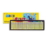MUNGYO Boîte de 24 Pastels à l'huile, pigmentation extra fine, fort pouvoir couvrant, D8 x L59mm assortis