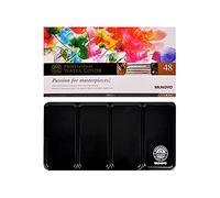 Mungyo Ensemble d'aquarelles Professionnelles Demi-Godets dans Un étui en étain/Palette de mélange intégrale dans Le Couvercle (48 Couleurs)