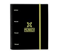 MUNICH BEAT Classeur 4 anneaux de 35 cm avec 100 feuilles A4, idéal pour enfants de différents âges, confortable et polyvalent, qualité et résistance, 27 x 3,5 x 32 cm, couleur noire, Noir, Estándar,