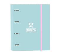 MUNICH HEAVEN Classeur 4 anneaux de 35 cm avec 100 feuilles A4, idéal pour enfants de différents âges, confortable et polyvalent, qualité et résistance, 27 x 3,5 x 32 cm, couleur bleu ciel, bleu ciel,