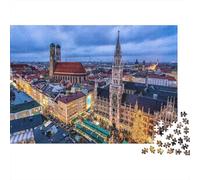 Munich Skyline Puzzle de 1000 Pièces Recycled European City Senior Puzzles Accessoires de Jeu de Fête Développement de l'Intelligence des Garçons et Filles Amusement Éducatif 38x26cm/1000pcs