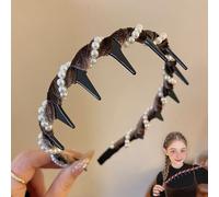Munichsunny Vintage High Cranium Artificial Pearl Hairband, Yulyoie High Cranium Headbands for Women with Teeth. Stylish Bling Hair Hoop for Wedding,Party Or Daily Wear (Brown)