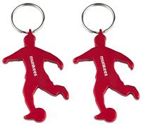 Munkees 3490 Porte-clés Football, ouvre bouteille, article pour fan de football, idée cadeau., aluminium, Lot de 2 - Couleur : rouge