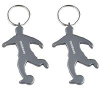 Munkees 3490 Porte-clés Football, ouvre bouteille, article pour fan de football, idée cadeau., aluminium, Lot de 2 - Couleur : argenté