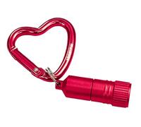 munkees Porte-clés mousqueton en forme de cœur avec mini lampe de poche LED - Accessoire élégant en aluminium anodisé pour femme (rouge)