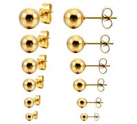 MunkiMix 3~8mm 12 Pièce Acier Inoxydable Clou d`oreille Boucle d'Oreille Or Ton Boule Perle Boule Perle Série (6 Pair Paire) Homme,Femme