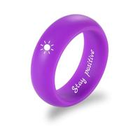 MunkiMix Bagues en Silicone 6 MM/8 MM Personnalisée Texte/Date/Symbole Alliances en Silicone pour Hommes Anneaux en Caoutchouc pour Salle de Sport/Sports/Extérieur (8 mm Violet #6)