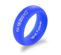 MunkiMix Bagues en Silicone 6 MM/8 MM Personnalisée Texte/Date/Symbole Alliances en Silicone pour Hommes Anneaux en Caoutchouc pour Salle de Sport/Sports/Extérieur (8 mm Bleu #9)