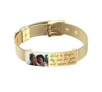 MunkiMix Bracelet à Maille Acier Inoxydable Personnalisable pour Femme Bijou Ajustable Image/Texte Gravé Cadeau Élégant Raffiné pour Épouse Sœurs Amies - G3