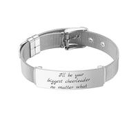 MunkiMix Bracelet à Maille Acier Inoxydable Personnalisable pour Femme Bijou Ajustable Texte Gravé Cadeau Élégant Raffiné pour Épouse Sœurs Amies - H1