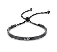 MunkiMix Bracelet Personnalisé Femme Texte/Nom/Date Personnalisé Bracelet Acier Inoxydable Filles Cadeaux d'anniversaire Cadeaux pour Adolescentes Cadeaux Personnalisés Amis Sœur