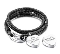 MunkiMix Bracelet Urne Personnalisé pour Femmes Hommes Bracelet Funéraire en Cuir avec Photo Nom Bijou Urne Funéraire pour un être Cher Souvenir des Cendres avec Kit de Remplissage -A3: 9 Pouce