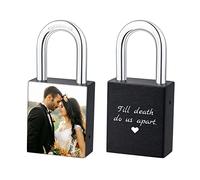 MunkiMix Cadenas D'amour Gravure Photo/Text/Date/Symboles Personnaliser Cadeau pour Couples Hommes Femmes Petit Ami Amant Anniversaire Valentin Anniversaire (Noir/Couleur)
