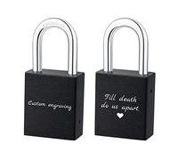 MunkiMix Cadenas D'amour Gravure Photo/Text/Date/Symboles Personnaliser Cadeau pour Couples Hommes Femmes Petit Ami Amant Anniversaire Valentin Anniversaire (Noir/Texte)