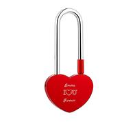 MunkiMix Cadenas D'amour Personnalisé en Forme de Cœur Photo Personnalisée Nom Date pour Couple Ami Lui & Elle Amour Pont Cadenas Aluminium Valentin Amoureux Cadeau(R1)