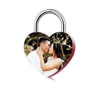 MunkiMix Cadenas de Cœur, Personnalisé Gravé avec Photo, Nom, Date, pour Petit Ami, Amie, Pont d'amour, Cadenas en Alliage avec Clé, Cadeau de Relation pour la Saint-Valentin