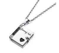 MunkiMix Collier Livre Pendentif pour Femme Homme Personnalisable avec Page de Livre Breloque Or/Bleu/Noir Acier Inoxydable Chaîne Réglable Bijoux Fantaisie Idée Cadeaux pour Femmes Fille Famille