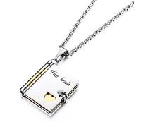 MunkiMix Collier Livre Pendentif pour Femme Homme Personnalisable avec Page de Livre Breloque Or/Bleu/Noir Acier Inoxydable Chaîne Réglable Bijoux Fantaisie Idée Cadeaux pour Femmes Fille Famille