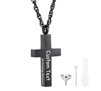MunkiMix Colliers Funéraires Personnalisés avec Croix Pendentif Croix en Acier Inoxydable Collier Souvenir pour Cendres pour Homme Femme Bijoux Funéraires Commémoratifs In Loving Memory - B2