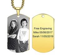 MunkiMix Personnalisé Médailles pour Chien Texte et Image Gravé Colliers avec Couleur/Noir Et Blanc Image Pendentif Personnalisé Cadeau pour Hommes/Femmes Gravé Bijoux. (Étiquette/6 Couleurs)