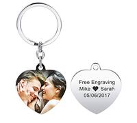 MunkiMix Personnalisé Photo en Forme De Coeur en Acier Inoxydable Amoureux Porte-clés Cadeau pour Femmes Petite Amie Anniversaire Anniversaire