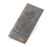 MunkiMix Portefeuille Long Personnalisé pour Hommes Portefeuille en Cuir avec Photo ou Initiales Gravées sur Mesure Cadeau Personnalisé pour Papa Mari Grand-père -B3